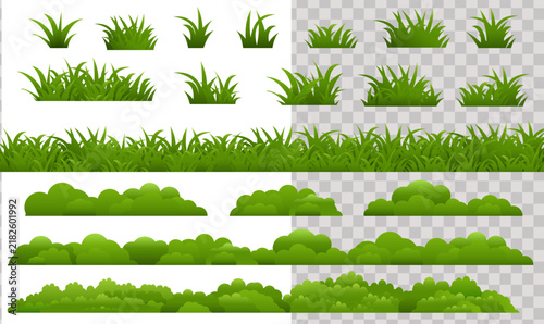 set of green grass