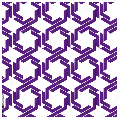 Interlocking lattice repeating pattern, geometric, hexagonal chains, angular segments, loop together, interlocking rings, hexagonal cutouts, ring and diamonds,  grid, bold, and modern, rhythmic