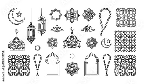 Islamic Ramadan Ornaments and Decorative Symbols Vector Set