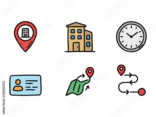 Doodle Travel and Navigation Icon Set Hand Drawn