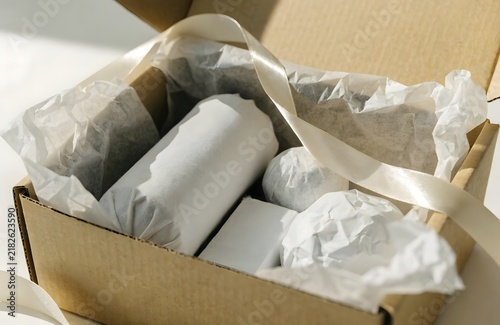 Ecommerce Unboxing Scene with Gift Box and Packaging Materials