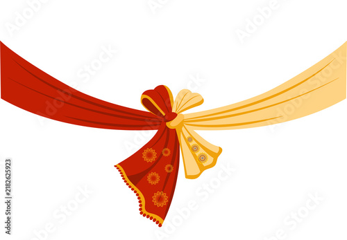 Elegant Red and Gold Indian Wedding Ribbon Bow Decorative Element for Invitations and Wedding Design