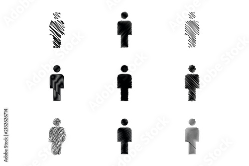 Man Person Sign Scribble Icon Set Collection Vector Illustration