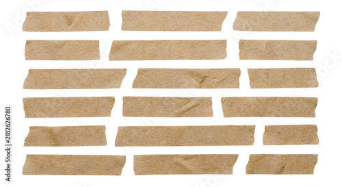 Obraz na płótnie Set of brown masking tape strips isolated on transparent background