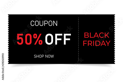 Template of a gift coupon for the Black Friday sale. Vector illustration.
