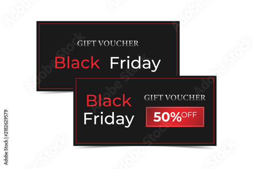 Template of a gift voucher for the Black Friday sale. Vector illustration.