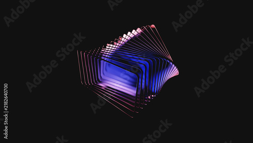 Принти на полотні Iridescent glossy glass plates with chromatic dispersion on a black background