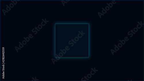Obraz na plátně Minimalist blue neon square frame glowing on a dark background inspired by high-