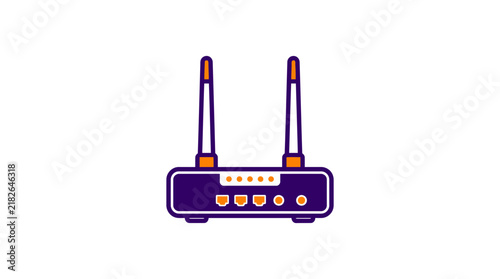 Wireless Router with Antennas, Isolated on Transparent Background