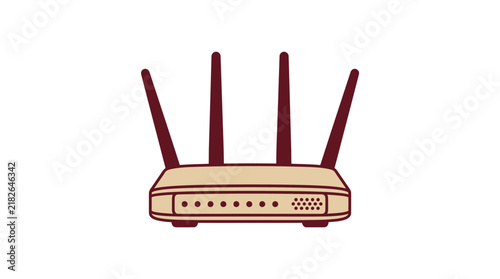 Wireless Router with Four Antennas, Isolated on Transparent Background