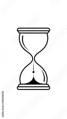 Obraz na plátně Minimalist hourglass icon line art illustration on white background with black a