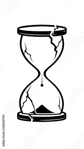 Fotografie Broken hourglass icon with cracked glass indicating passing time and urgency san