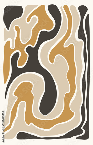 Minimalist Abstract Organic Wave Art Print – Vector Illustration