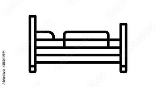 Obraz na plátně Simple Bed Icon Vector Illustration - Minimalist Furniture Line Art