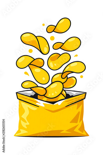 Stylized Yellow Bag with Floating Droplets