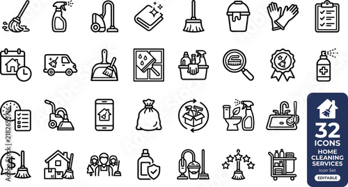 Logistics, export, import and transportation line icon set