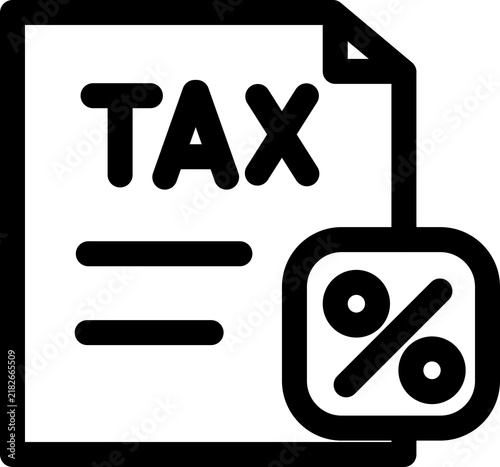 Tax document with percentage outline icon for finance