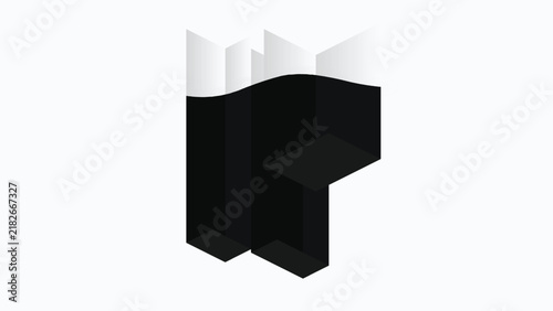 Contemporary 3D geometric stepped blocks abstract logo shape
