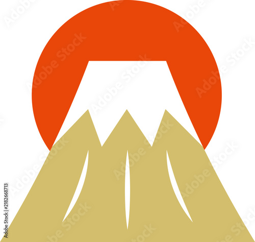シンプルな富士山と日の出のイラスト