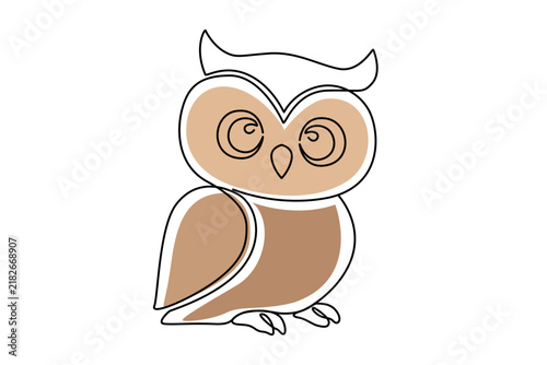 Owl bird continuous line art drawing minimalist vector illustration