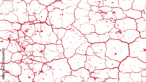 Cracked dry white surface with red blood splatters during harsh drought symbolizing medical emergency