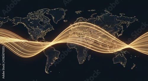 Obraz na płótnie Global data flow visualization across intercontinental networks
