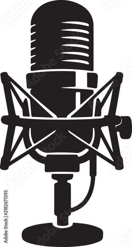  Professional microphone icon for audio silhouette vector