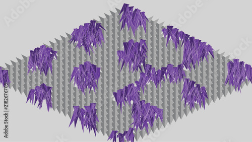 Contemporary spiky mineral clusters on dark geometric grid design

