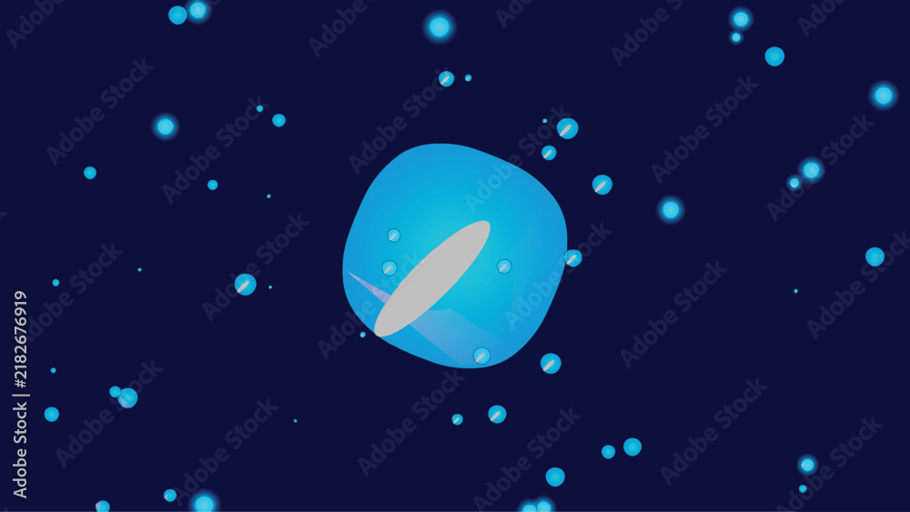 Fototapeta premium Minimal gradient oval with diagonal cut and scattered dots backdrop 