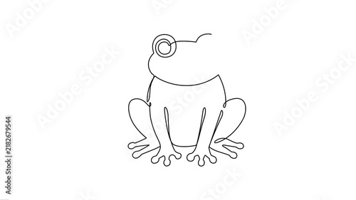 Cute Frog Sitting Continuous Line Art Animation