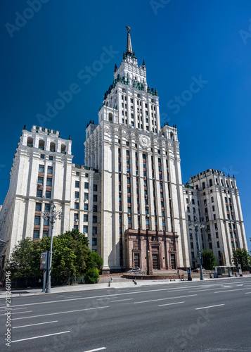 Moscow. Russia. June 28, 2026. A high-rise building at the Red Gate on Sadovaya-Spasskaya Street on a sunny summer day