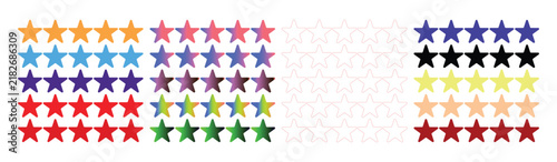 Set of colorful star rating icons