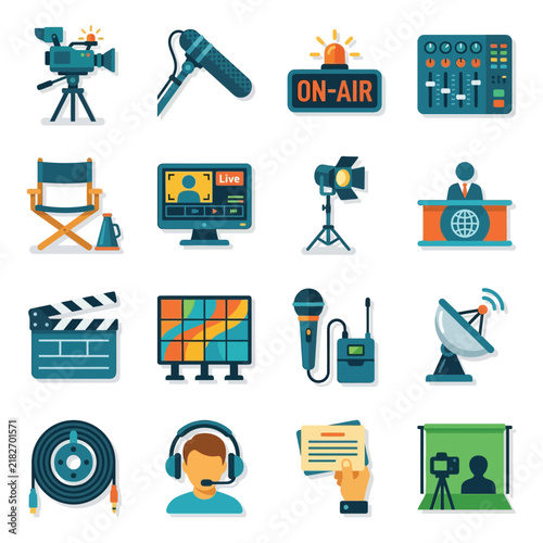 Broadcasting and Media Production Equipment Icons.
