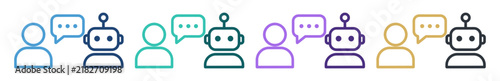 user chatbot message bubble outline icon set on transparent background