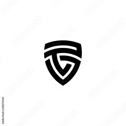 Geometric abstract letter TG or GT monogram logo forming a secure shield. Ideal for tech startups, cyber security, and modern corporate identity.