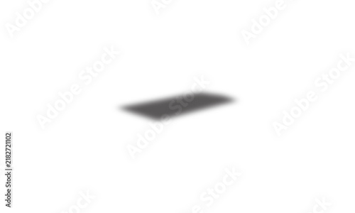 Black rectangular shadow png isolated on transparent background with soft perspective shadow and clean geometric form
