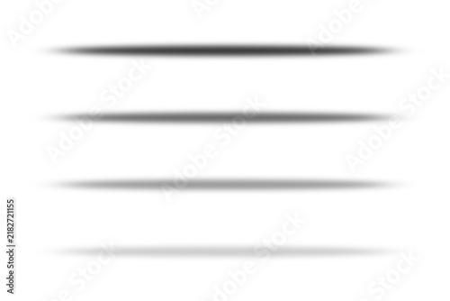 Black horizontal shadows png isolated on transparent background with multiple soft oval shapes and blurred edges