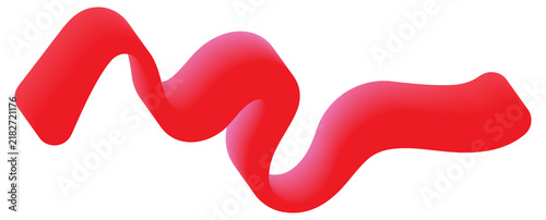 Red flowing wave isolated on transparent background with smooth gradient texture and curved motion