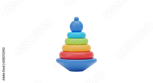 Bild auf Leinwand Vibrant children's stacking toy crafted with multiple colorful rings in a pyrami