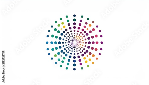 Exploding colorful dots in a circular radial arrangement.