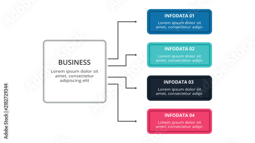 Business Process infographic with 4 steps, options, parts or processes. Business data visualization.