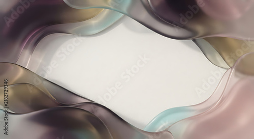 Bild auf Leinwand Abstract liquid flowing shapes with iridescent smooth curves