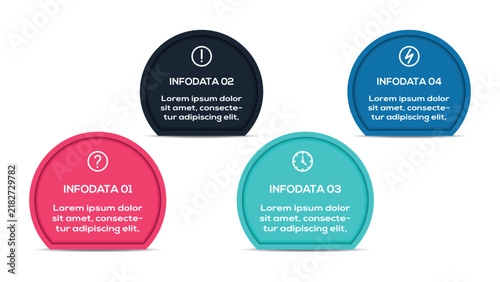 Business Process infographic with 4 steps, options, parts or processes. Business data visualization.