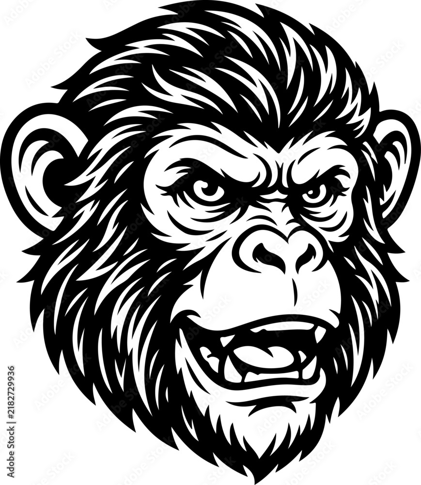 Fototapeta premium Monkey head vector illustration