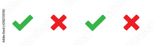 Individual green check and red x symbols without backgrounds offer versatile elements for document editing.