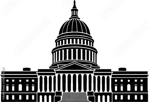 Government capitol building with grand central dome vector illustration