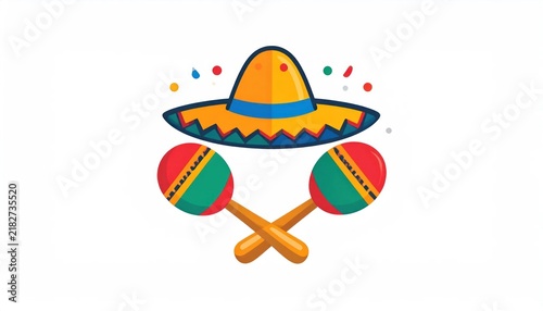 Festive sombrero and maracas graphic for Mexican celebrations