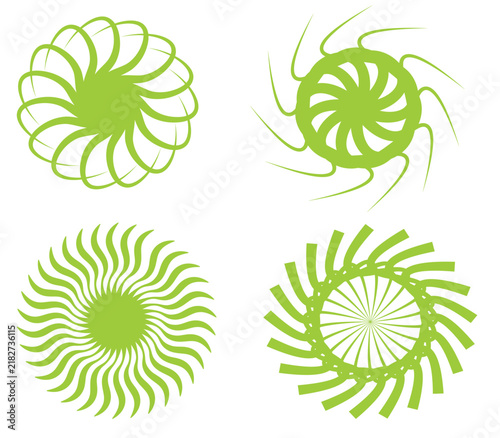 vector set of green leaves