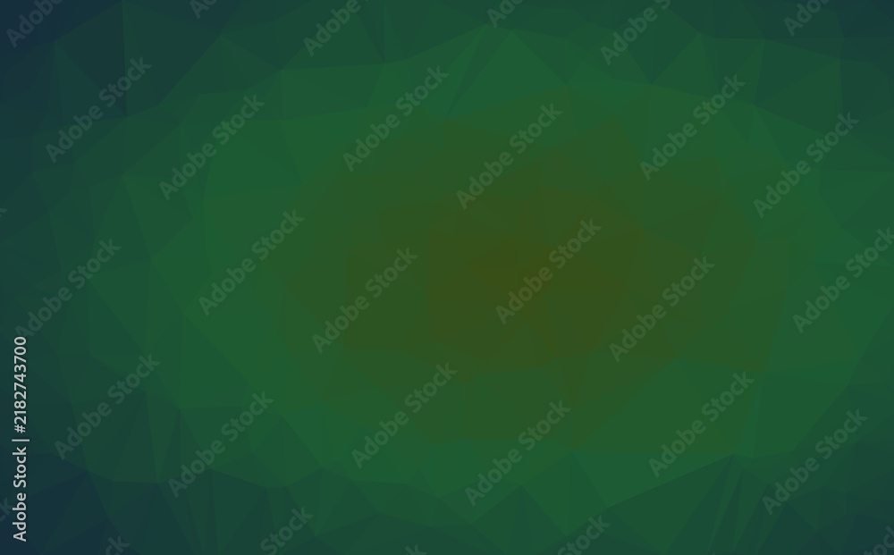 Fototapeta premium Abstract geometric triangle pattern with dark green gradient designed as a modern creative backdrop for professional presentations or digital media use.