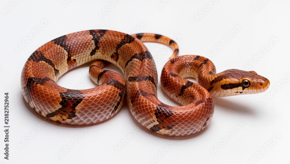 Obraz premium Brazilian Rainbow Boa Isolated on Seamless White Studio Background